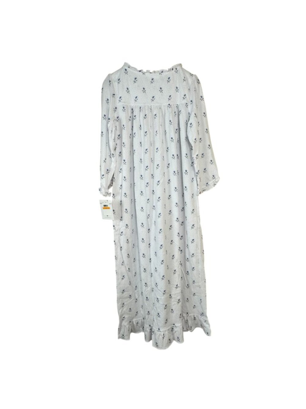 Eileen West NEW Cotton Traditional Nightgown Size Small White Blue Flowers - Picture 7 of 14